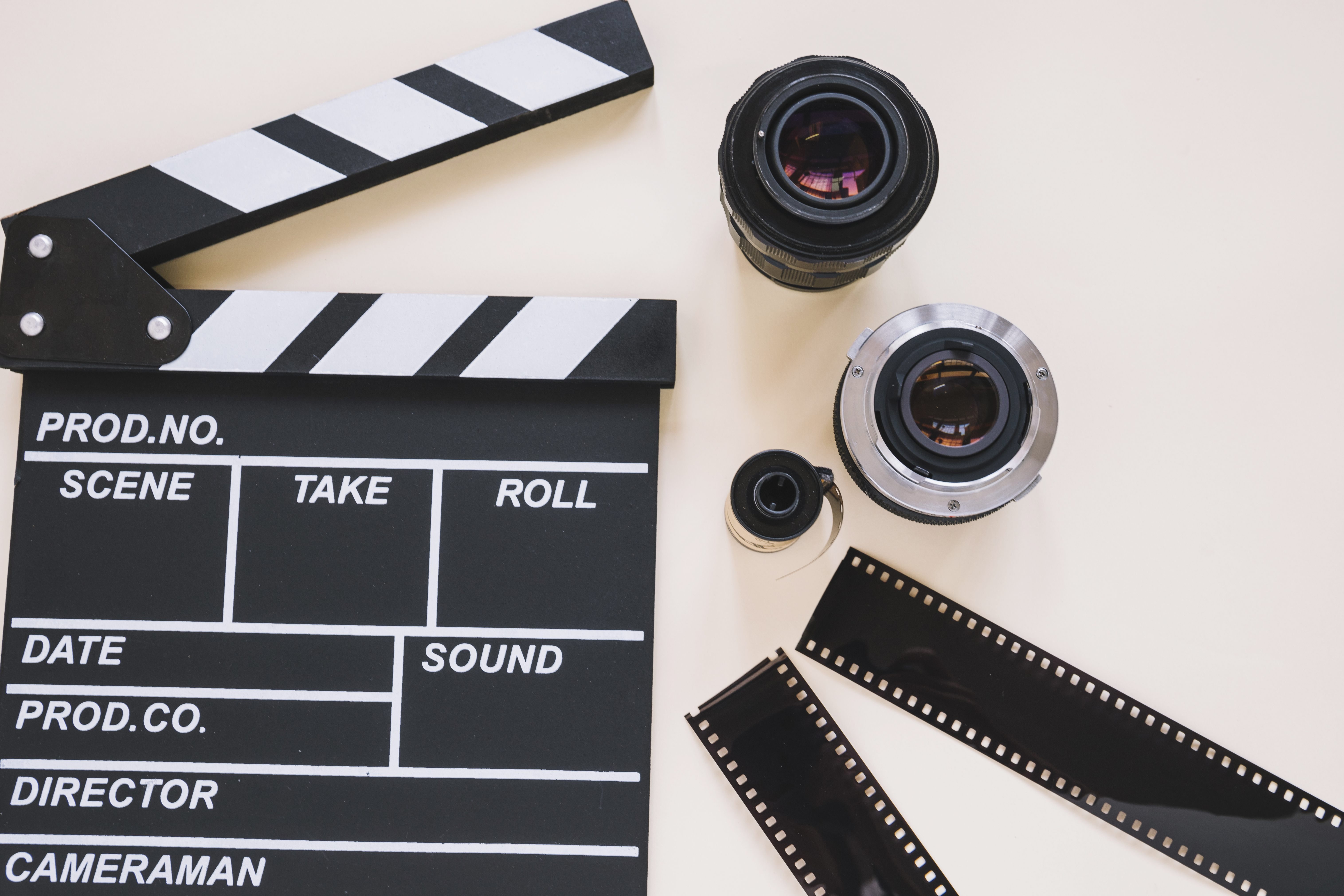 clapperboard-camera-lenses-film-reels